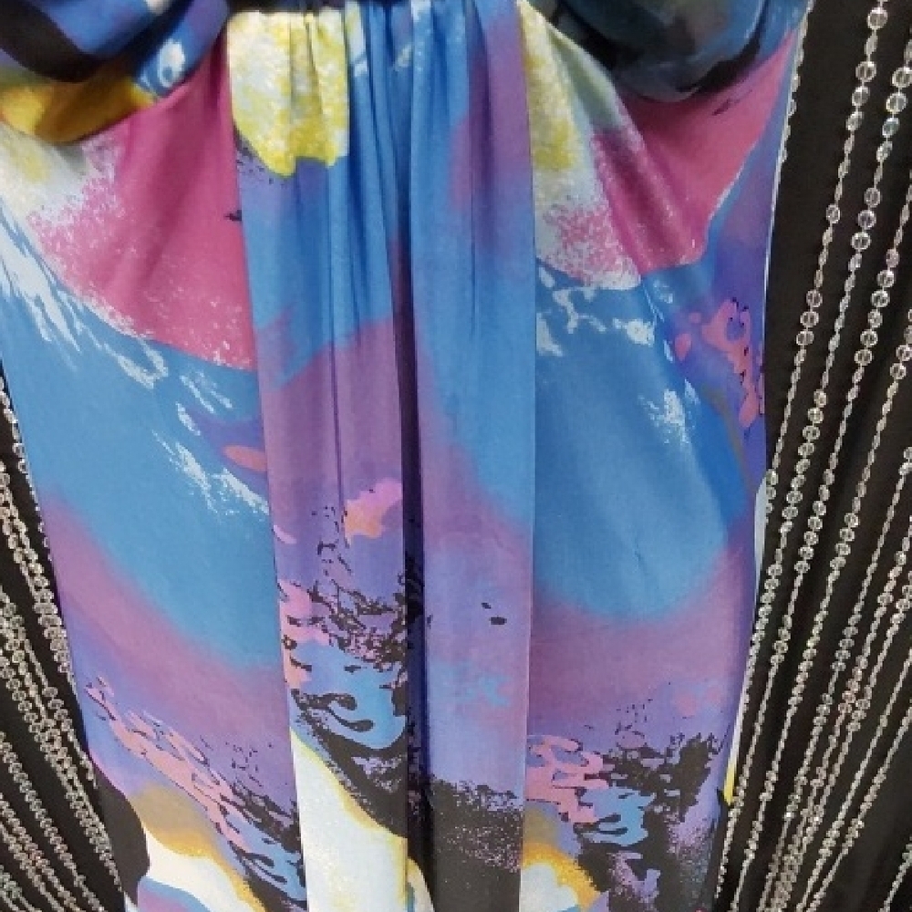 Elegant Blue Floral Maxi Dress - Picture 3 of 4